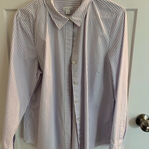 J. Jill lavender and White Dress Shirt with Vertical Stripes